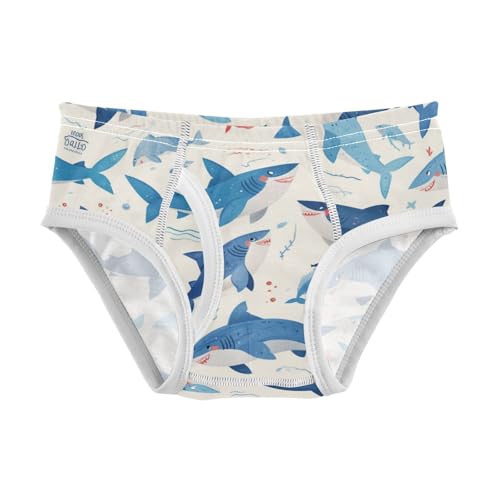 GuoChe Briefs for Boys Pure Cotton Shark in Sizes 2T,3T, 4T, 5T, 6Y and 8Y