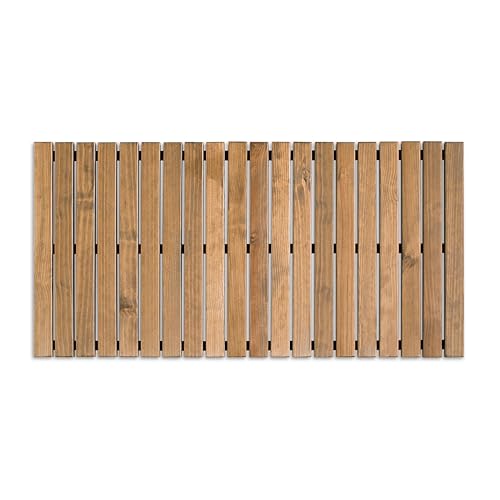 Tarima/Alfombra Flexible de Baño, Madera de Color Teca, Antideslizante con Tiras de Caucho, Sin Tornillos, Resistente a la Humedad (50 x 100 cm)