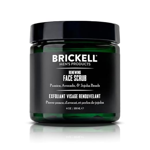 Brickell Men's Renewing Face Scrub for Men, Natural and Organic Deep Exfoliating Facial Scrub Formulated with Jojoba Beads, Coffee Extract and Pumice, 4 Ounce, Scented