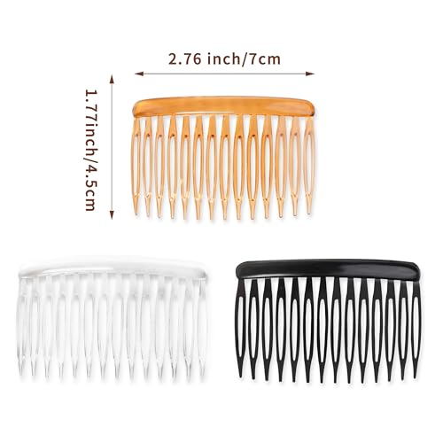 Tashow 24 Pcs Hair Side Combs For Women Fine Thin Hair, 14 Teeth Decorative Hair Combs For Women Girls Bridal Wedding Veil,Wide, Black, Transparent, Light Coffee thumb #1