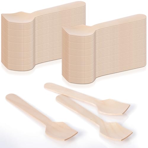 Teenyyou 3000 mini cucharas de madera desechables de 3.74 pulgadas, cucharas de muestra de degustación de madera natural, cuchara pequeña de postre, yogur para suministros de fiesta en el hogar