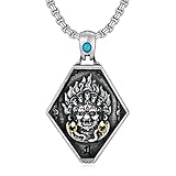 Tibetan Buddhist Necklace for Men Women 925 Sterling Sliver Mahakala Pendant Necklace Wealth Health