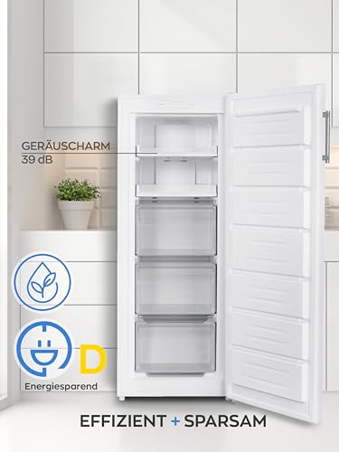 Heinrich´s Gefrierschrank 161L Volumen, Freezer, No-Frost Schutz, 3x Gefrierschubladen, 2x Schubfächer, LED-Display, wechselbarer Türanschlag, Alarmfunktion, Temperatur: -14°C~-22°C, Heinrich´s (weiß)