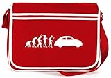  Shirtstreet24, EVOLUTION KULT AUTO, Retro Messenger Bag Kuriertasche Umhängetasche, Größe: onesize,Rot