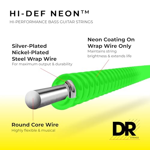 Cordes basse 6 cordes DR B NEON MCB6-30 multicolores - 4