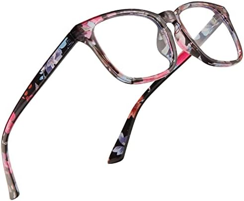 Jectieey Reading Glasses for Women Men - Blue Light Blocking UV Filter Computer Readers,Anti Eyestrain Eyeglasses(Floral, 1.5X)