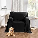 MYSKY HOME Sesselschoner für Relaxsessel - Sofa Überzug 1 Sitzer, Sesselbezug für Zuhause, Sesselüberwurf Armlehnenschoner für Haustieren, Sessel Bezug für Fernsehsessel 180 x 230cm, Schwarz