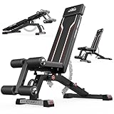 FLYBIRD 1200LBS Pro Adjustable Weight Bench, Heavy Duty Full Body Workout Bench Set Fits Users up to 6'8'', Home & Garage Gym Strength Training, 12-Level Incline Flat Decline for Sit Up & Bench Press