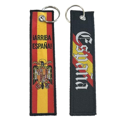 Durabol Llavero Águila de San Juan, Bandera España Nacional, Cinta Roja Amarilla o Azul, Metal y Lona, 8 x 3.5 cm (Aguila de San Juan)