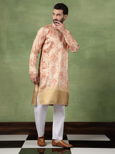 Image of SOJANYA (Since 1958 Men's Silk Banarasi Design Long Kurta