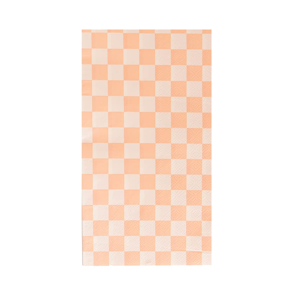 Jollity & Co Check It! Guest Napkins - Party Napkins in Peaches N' Cream - Pack of 16 Guest Napkins - Easy to Mix and Match - Paper Napkins to Suit All Occasions and Birthday Decorations
