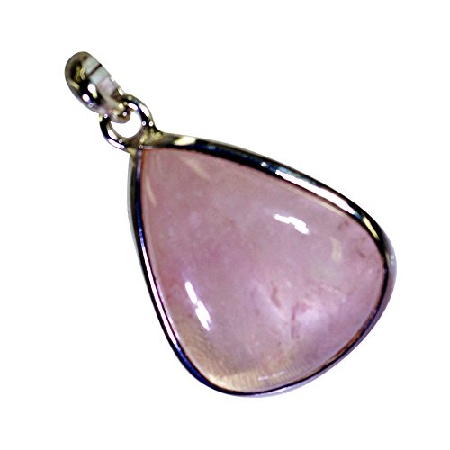 Pendentif quartz rose véritable et argent pour femme en forme de poire