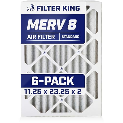 Image of Filter King 11.25x23.25x2 Air Filter MERV 8, AC Furnace Filters (6-Pack) | Dust & Allergy Control (Actual Size: 11.25 x 23.25 x 1.75)