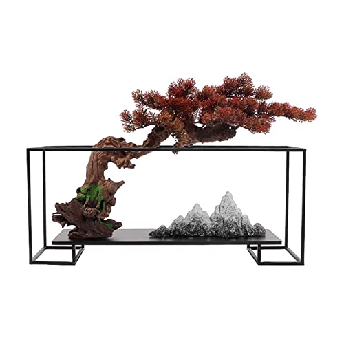 SUNESA Árbol de bonsái artificial de estilo chino, árbol bonsái de pino de bienvenida, para interiores, sala de estar, decoración de escritorio, planta de simulación en maceta, árbol artificial