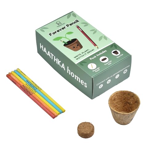Image of Forever Pencil - Plantable pencil with Seed - Eco-Friendly Return Gifts for Birthday, cute stationery items and a Unique Gift for Girls and Boys (2Pencil,1CocoPot & 1Coin KIT, 3, count)