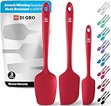 DI ORO 3 Piece Silicone Spatula Set – Non-Scratch Rubber Scraper Spatulas for Nonstick Cookware – 600°F High Heat Baking, Cooking, and Mixing Spatulas – Silicone Kitchen Utensil Set (Red)