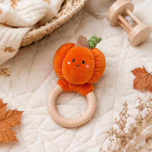 Image of Pearhead Halloween Pumpkin Wooden Baby Teether