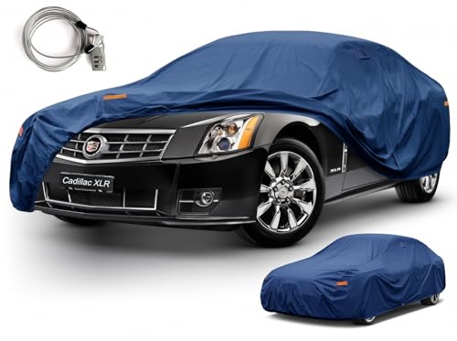 Image of Kaugung Custom Fit Car Cover for Cadillac XLR & XLR-V, Heavy Duty Waterproof All Weather Outdoor Protection, Breathable Full Exterior Cover with Vent, Rain Sun Snow UV Proof