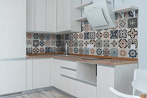 Secoctsr 15.7"X236" Bohemia Contact Paper Self Adhesive Peel And Stick Wallpaper Removable Tile Pattern Waterproof For Kitchen Backsplash Wall Paper Cabinet Countertop Vinyl #TOP6