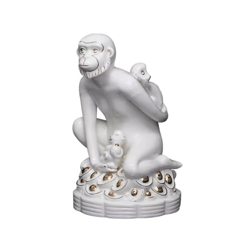 zhuyanbo007 Desk Statue, Ceramic Monkey Ornament Office Desktop Decoration Opening Gift Artwork(Gold)