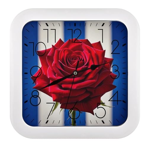 Horloge murale carrée 25 cm à motif roses pour bureau - 2