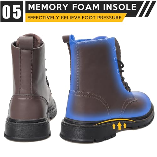 Image of Steel Toe Boots for Women Men, Waterproof Lightweight Safety Work Boots Durability Composite toe Construction Shoes with 6 inch