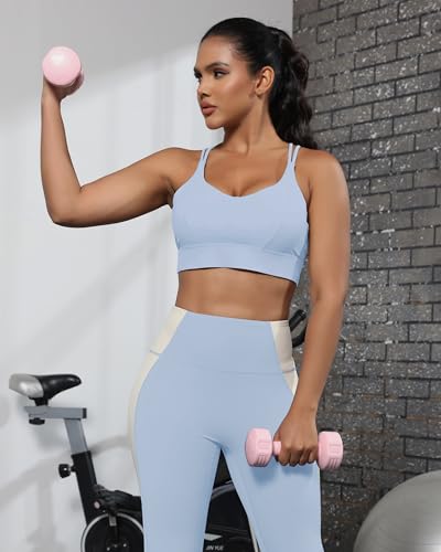 Image of Grace Form Sports Bra for Women Strappy Medium Support Push Up Padded Sports Bra for Running Workout Bra Yoga Bra