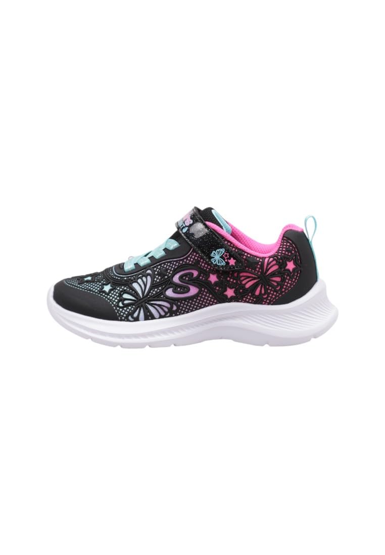 Skechers Girl's Jumpsters 2.0 Butterfly Flush Sneakers, Black KPU/Multi Trim, 13 UK Child