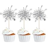 Rsstarxi 30 Stück Folien-Feuerwerk-Cupcake-Topper, glitzerndes Lametta-Getränk, Geburtstagstortendekoration, Cocktail-Essen, Obst, Zahnstocher für Neujahr, Hochzeit, Geburtstag, Party, Dekorationen,