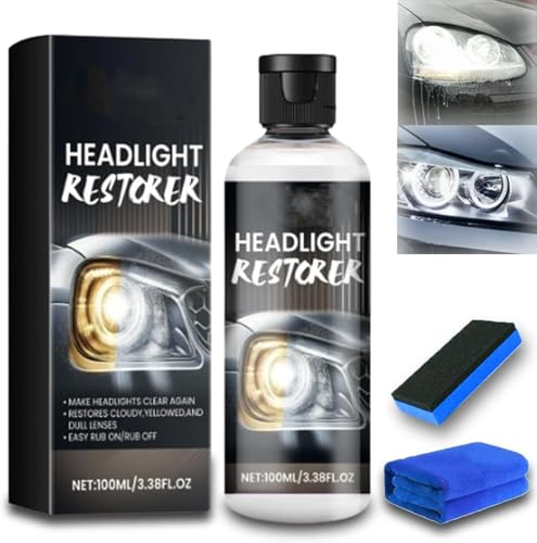 BCLYERBJ Restaurador de Lentes de Faros de Coche, abrillantador de Faros de Coche, Limpiador y restaurador de Faros, pulidor de Lentes con Esponja