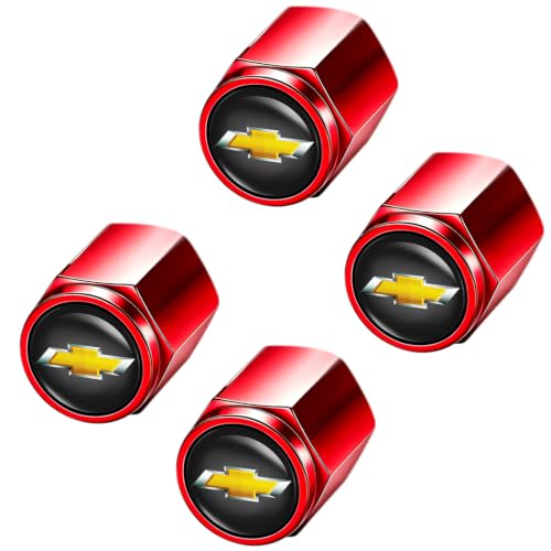 Image of Tire Valve Stem Caps, Compatible with Chevy Series Stem Cap Universal Car Air Cover Car Accessories for Cars, SUV, Truck, Motorcycles 4pcs(Red)