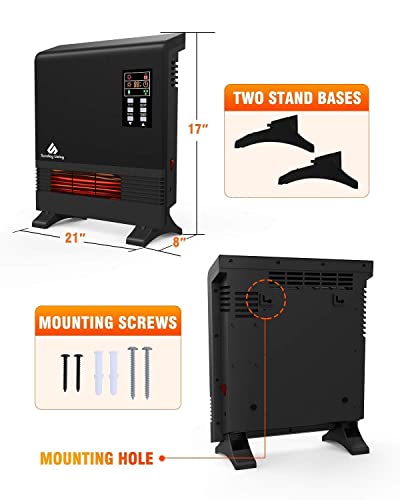 Electric Space Heater, 1500W Infrared Space Heater, Wall Mount Or Freestanding, Adjustable Thermostat, Remote Control, 12-H Timer, Wall Heater For Large Room, Bathroom, Garage, 5 Sunday Living #TOP5