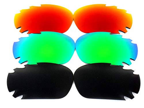 Galaxy Replacement Lenses For Oakley Jawbone Black&Green&Red Color Polarized 3 Pairs 100% UVAB