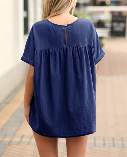 Image of Tankaneo Womens Summer Babydoll Tops Casual Loose Fit Peplum Oversized Tunic Shirts