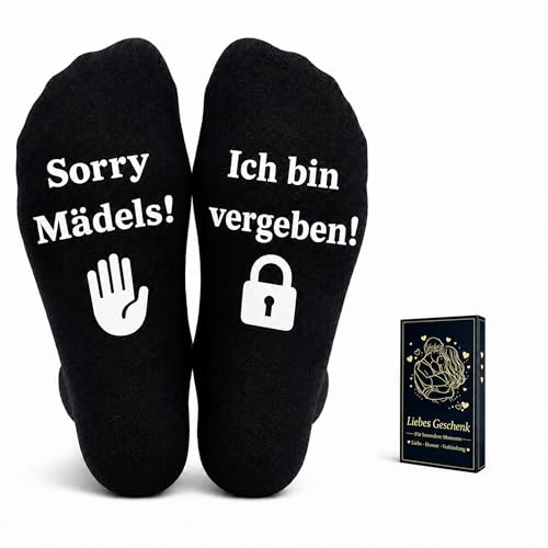QMofeixiaodianQ Lustige Anti-Rutsch Socken mit Spruch für Damen & Herren Geschenk für Paare zum Hochzeitstag oder Valentinstag Schwarz Größe 39-46 Baumwolle