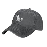 Wisedeal Women's Floral Cat Hat for Cat Lovers, Vintage Distressed Washed Adjustable Baseball Cap for Men and Women Deep Heather