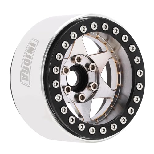 INJORA 1.9 Beadlock Felge - 143g Super Heavy Messing & Aluminium Deep Dish Felge für 1/10 RC Crawler SCX10 TRX4 VS4-10 Gen8,Silber