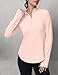 GGOV Women's Golf Polo Long Sleeve Workout Tops V Neck UPF 50+ Sun Protection Quick Dry Lightweight Active Tennis Shirts Pink