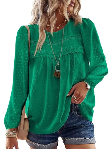 Image of Falechay Womens Tops Flowy Boho Dressy Casual Lace Cute Long Sleeve Shirts