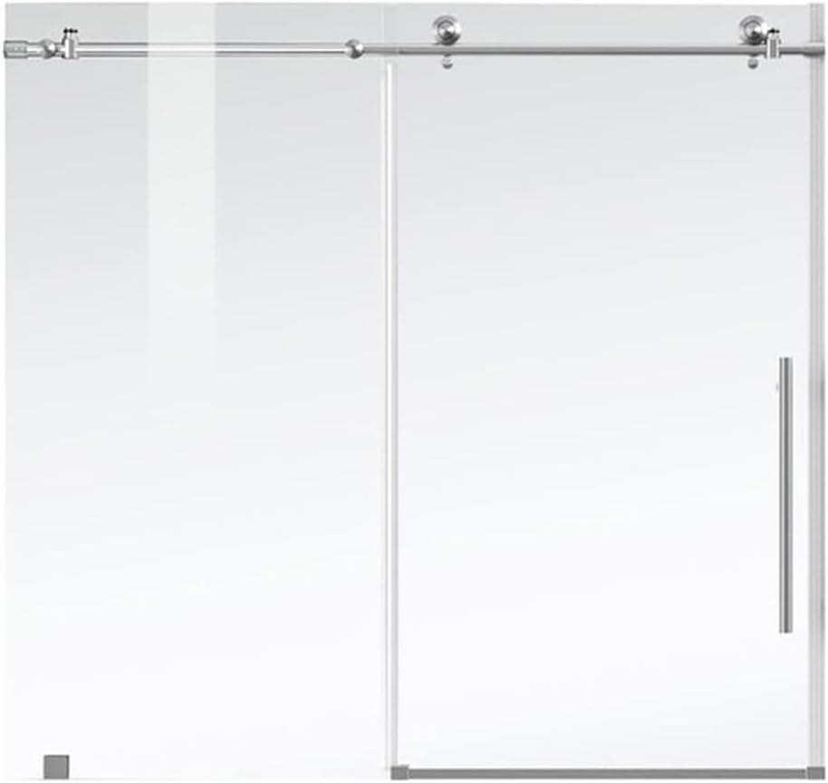 Elegant Kitchen and Bath Orlando Frameless Stainless Steel Tub Door in Nickel