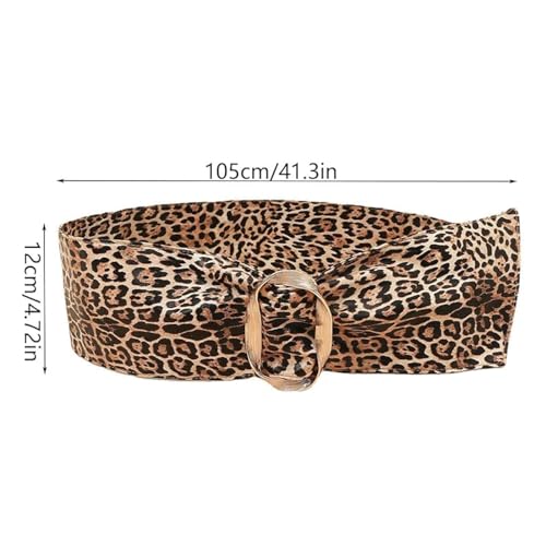Skinny Belts, Waist Belt 2 Pcs Women's Belts Leopard Print Metal Buckle Stretchy Wide Dresses Fashion2