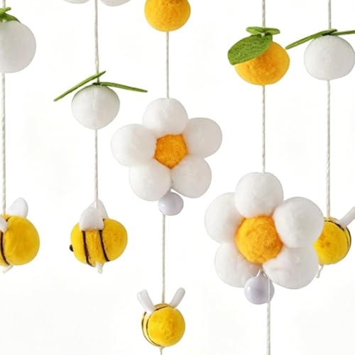 Mobile de lit bois et pompons abeilles pour accompagner les rêves de bébé - 6