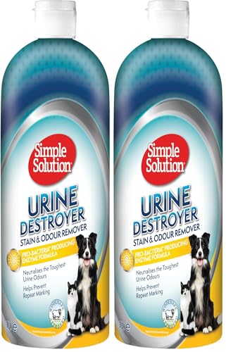 Simple Solution Limpiador Enzimático Destructor, Removedor de Manchas y Olores de Mascotas con Poder de Limpieza Pro-Bacterias, 1 L (Paquete de 2)
