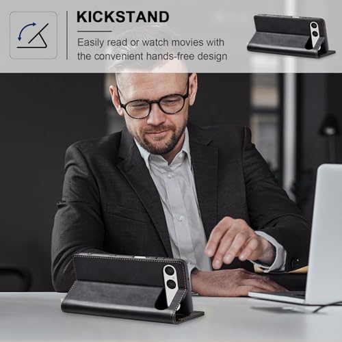 Image of Jasonyu Case for Sony Xperia 10 VII Leather Wallet Flip Cover with Card Holder,Kickstand, Magnetic Closure,TPU Shockproof Phone Case (Black)