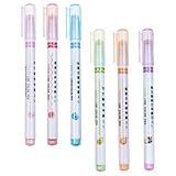 Lurrose Juego de 6 Resaltadores Fluorescentes Rodillo en Colores Surtidos, Diseño en Línea Ondulada, Marcadores para Dibujo y Scrapbooking, Material Escolar para Destacar Texto