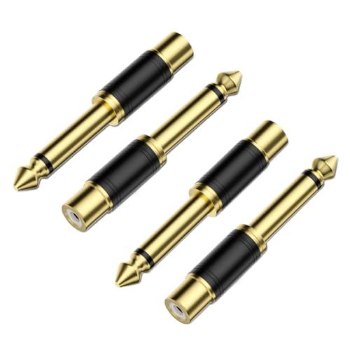 Image of VANAUX 4-Pack RCA to 1 /4 Inch Audio Adapter, 6.35mm TS Mono Plug Male to RCA Female Connectors, Gold-Plated