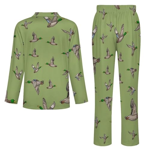 Mallard Duck Classic Men's Pajama Set Button Down Sleepwear Warm Long Sleeve Loungewear4