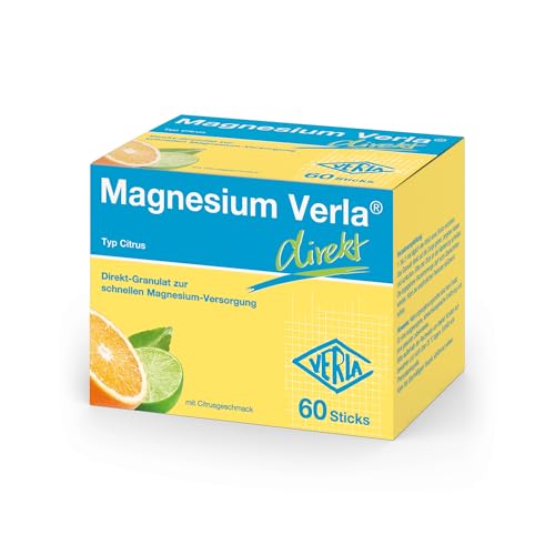 Magnesium Verla direkt Citrus 150 mg Magnesiumcitrat als praktische Direkt-Sticks für eine schnelle Magnesium-Versorgung ideal für unterwegs zucker- & glutenfrei 60 St