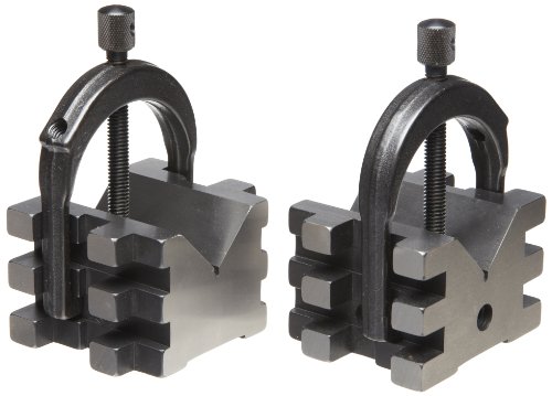 Juego de bloques de V Starrett 568C con abrazaderas en par a juego y 5 cm de diámetro