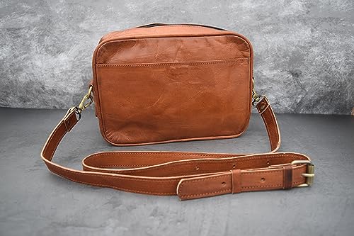 10 Inch Handmade Genuine Leather Crossbody Bag Men Women Unisex Teens Purse Wallet Satchel Handbag Messenger Sling Bags2